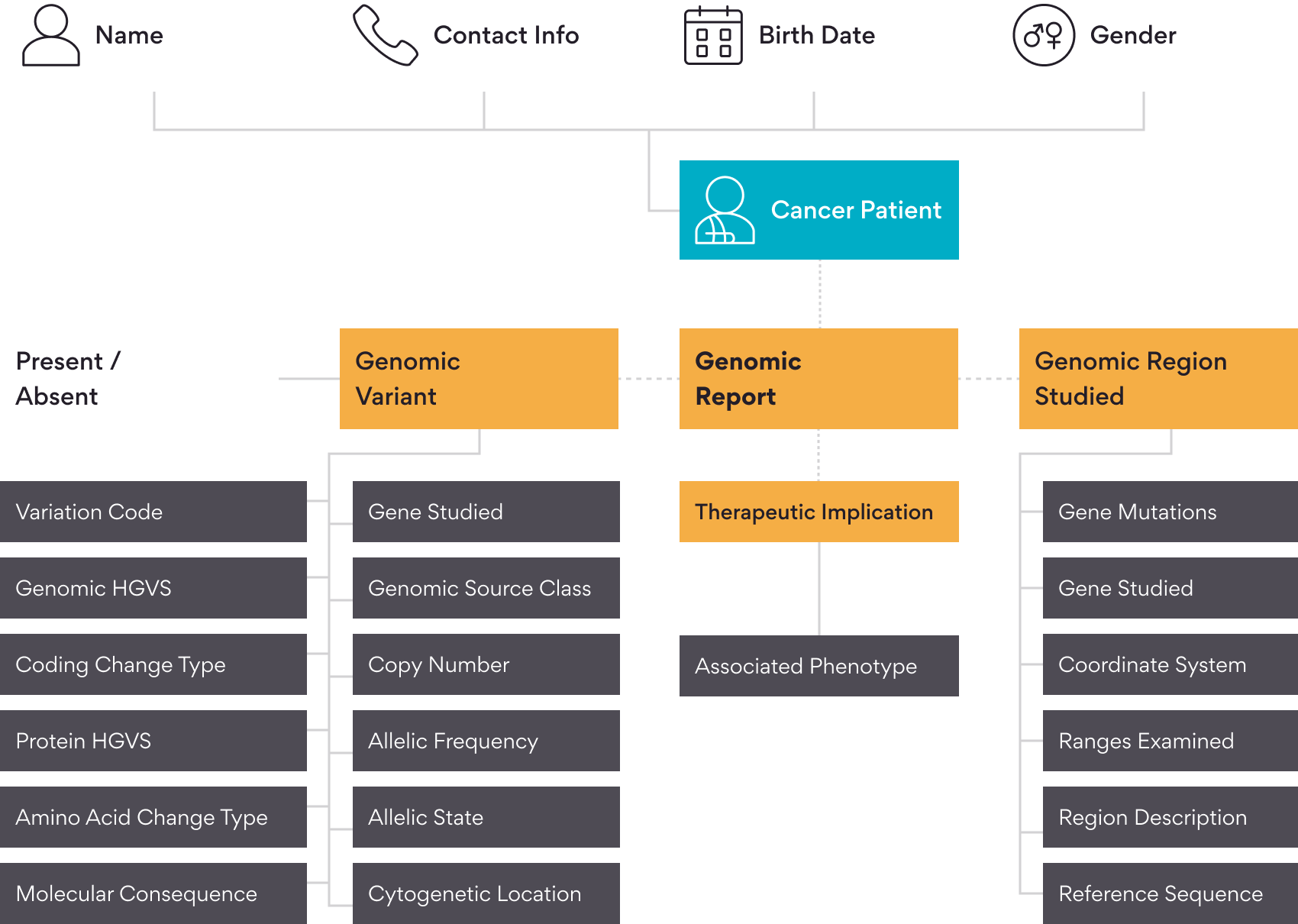 Genomics report hierarchy on FHIR